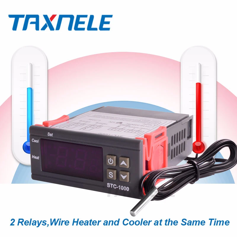 Digital Temperature Controller STC-1000 220V 12V two relay Thermostat controller for incubator Heating Cooling Thermoregulator