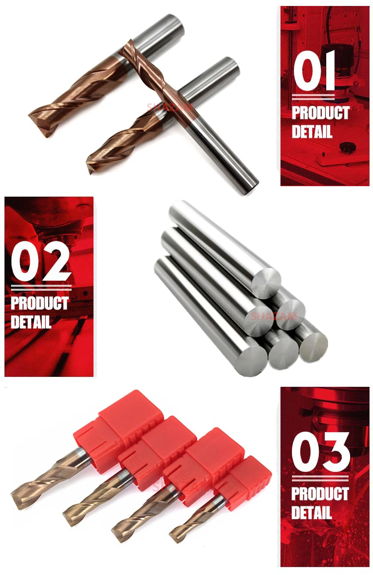 Fräsen Cutter HRC55 Legierung Beschichtung Wolfram Stahl Werkzeug 2 Klinge Schaftfräser Großhandel Top Härte Fräsmaschine Fräser Für Metall – Detail 2