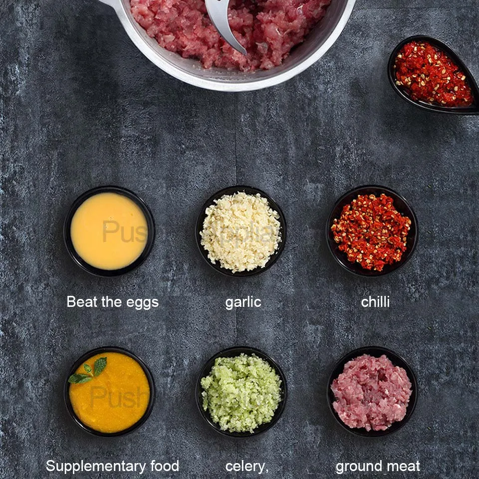 Hachoir électrique ménager en acier inoxydable, 2 vitesses, 1,8 l de capacité, pour hacher la viande, le gingembre, l'ail, le piment