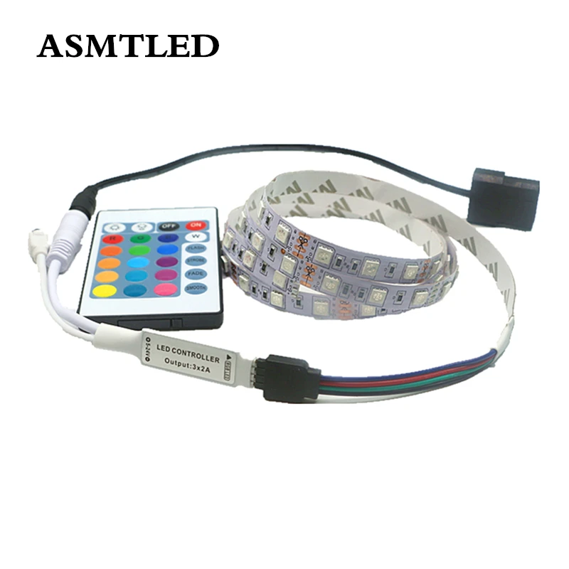 0.5 / 1 / 2 / 3m 12V 5050 RGB LED Strip Light for SATA Power Supply Interface Remote Control PC Computer Case Adhesive Tape lamp