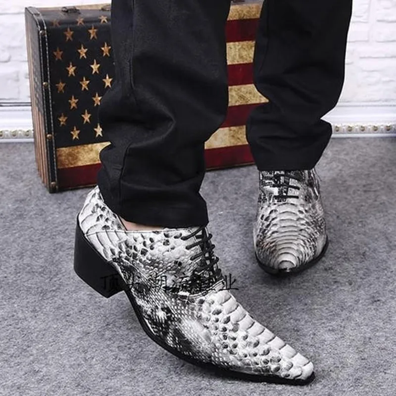 Italian shoes men leather alligator shoes for men crocodile skin pointed toe loafers mens formal shoes high heel pluse size47