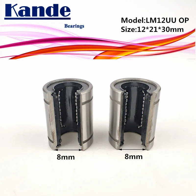 

Kande Bearings 2pcs LM12OP LM12UUOP LM12UU OP Linear bearings Open Type CNC Linear Bushing LM12OP 12*21*30MM