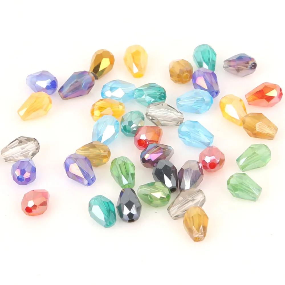 70pcs/lot 4*6mm Teardrop Austria Faceted Crystal Beads Glass Beads Loose Spacer Beads For Jewelry Making DIY Accessories