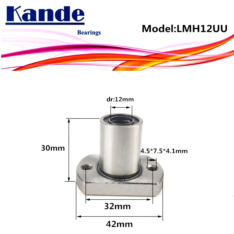 LMH12 UU  1pcs/lot  LMH12UU Round Flange Linear Ball Bearing 12mm LMH12 For 3D printer  SMH12UU Kande Bearings