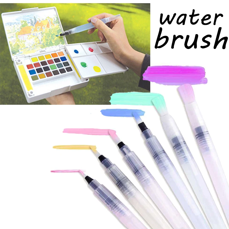 

kemila writing brush 6Pcs Different Shape Barrel Water Pen Watercolor Painting Promotional Pen Calligraphy Drawing Art Supplies