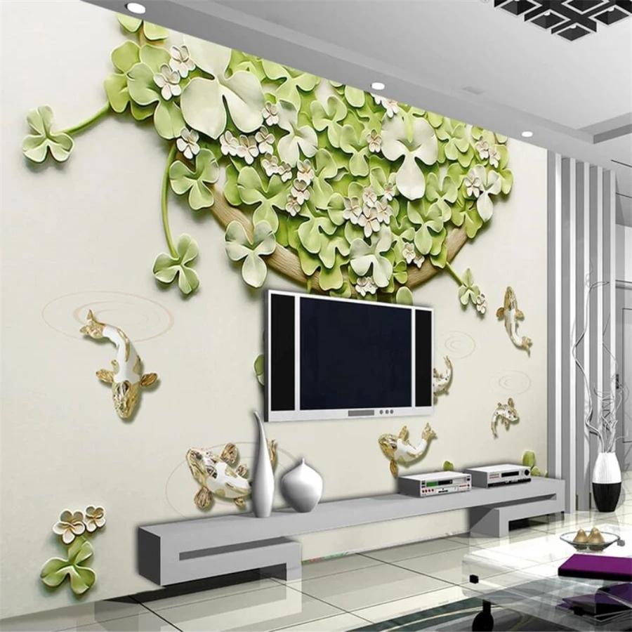 

wellyu Custom wallpaper papel de parede 3d photo murals embossed simple clover mural living room TV background wal paper mural