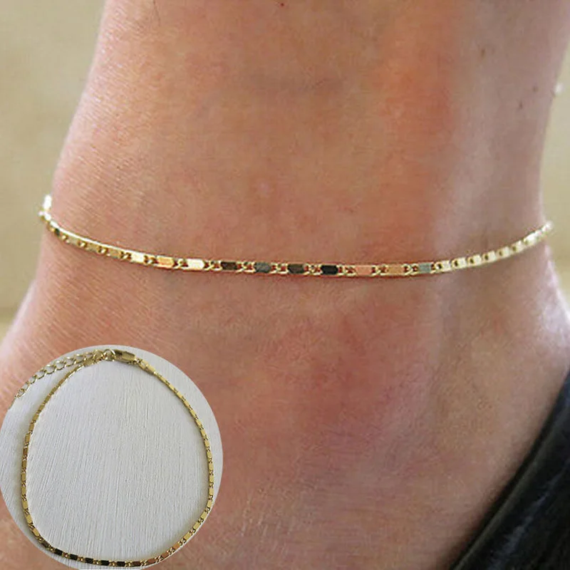 Simple Gold Women Anklet Ankle Bracelet Foot Chain Sandal Jewelry Gift