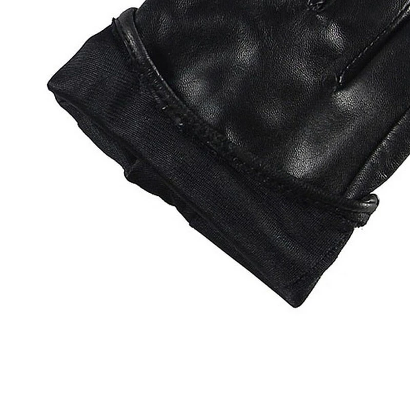 Brand Genuine Leather Gloves Spring Autumn Fashion Women Sheepskin Gloves Wrist Rivet Finger Driving Glove L096NN