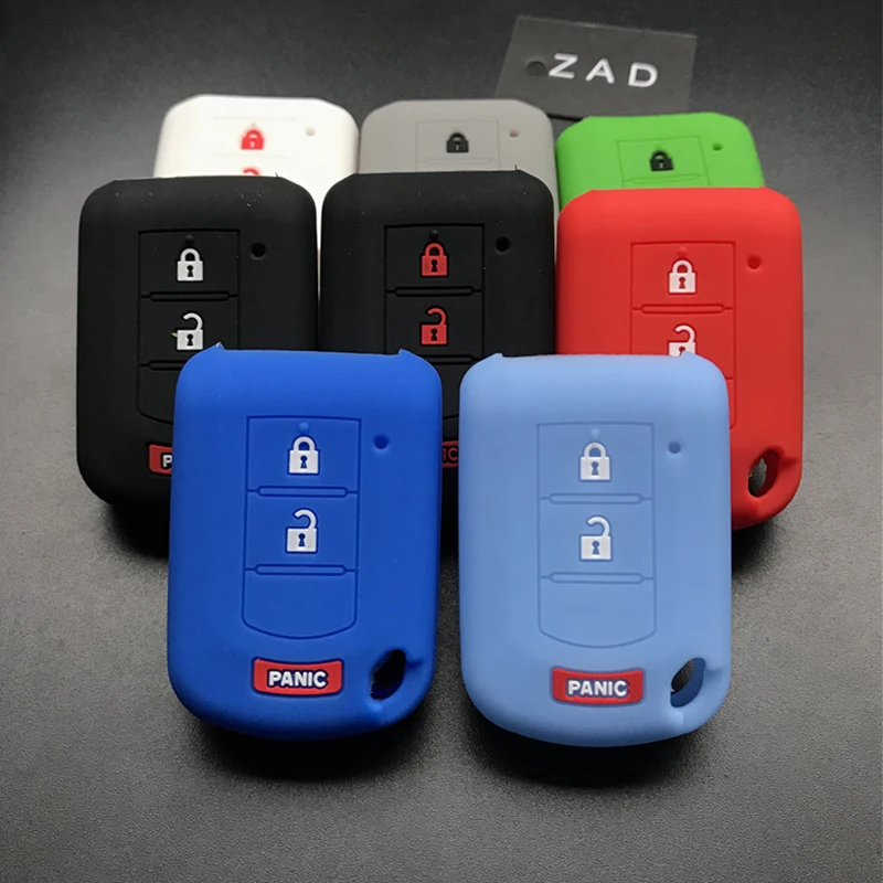 ZAD 3button key silicone rubber car key case cover set for Mitsubishi Mirage asx lancer 10 outlander colt LANCER Grandis Pajero