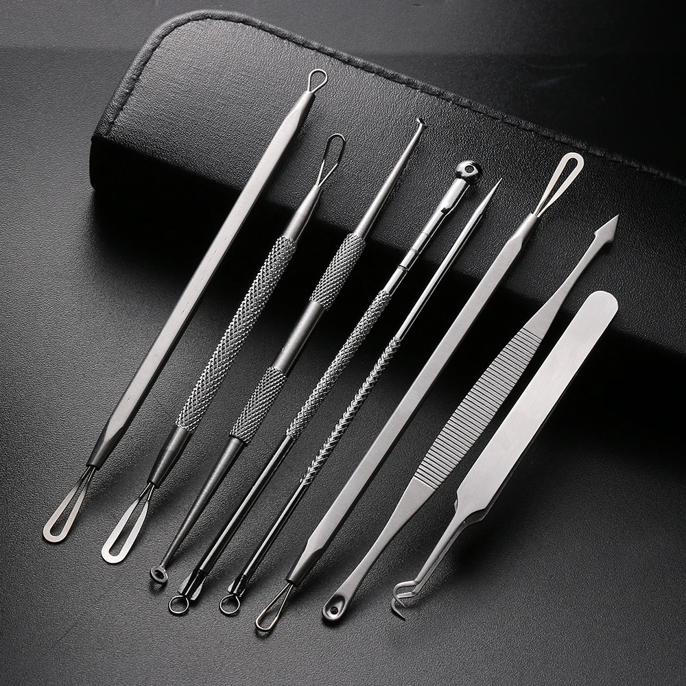 Hot Sale Stainless Steel Acne Extractor Blackhead Remover Needles Acne Pimple Blemish Treatments Face Skin Care Sets Beauty Tool