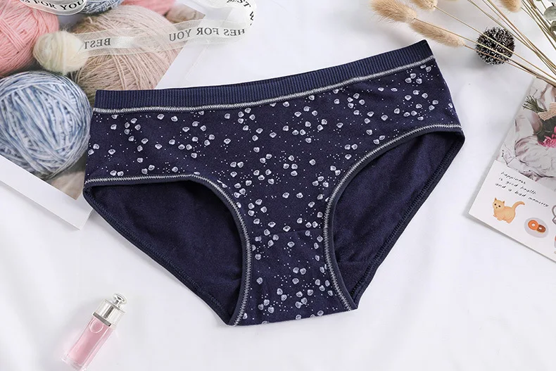 New Lady Briefs 5pcs/lot  Women's Cotton Panties Navy Deep Ocean Series Underpants Girl Underwear AM-9521