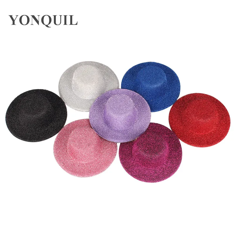 

4"(10Cm) 8 Colors Mini Top Hat Nice Polyester Fascinator Hats Blingbling Elegant Cute Children Party Hats 24 Pieces/Lot MH005