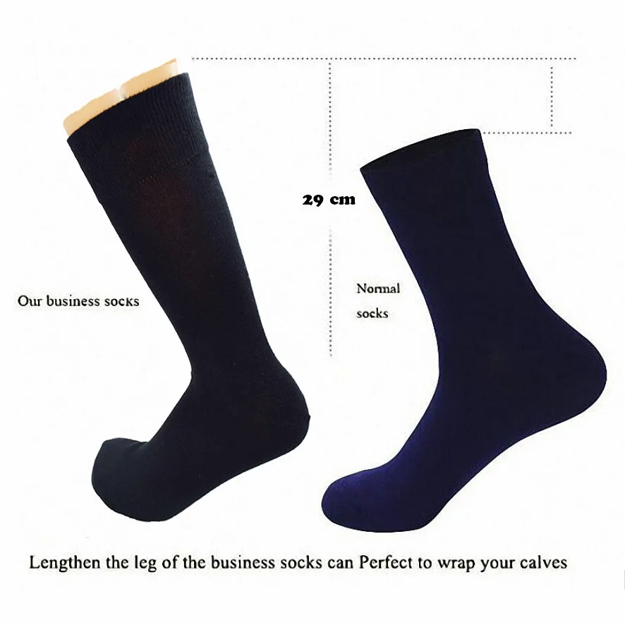 Fcare 12PCS=6 pairs plus size mid calf men black  cotton business calcetines hombre sokken chaussett homme crew dress socks