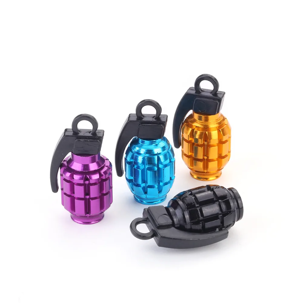 4Pcs/Lot Car Truck Motorcycle Accessories Bike Valve Cap Grenade Design Aluminum Alloy Car Tire Wheel Valve Stem Caps