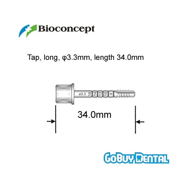 Straumann Compatible Dental Implant Instruments S/SP Tap, long, D3.3mm, L34.0mm 051250