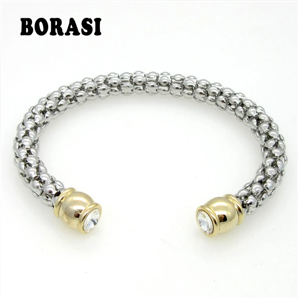 Lastest Design Fashion Jewelry Top Quality Crystal Women's Bangles Titanium Steel Bamboo Chain Cuff Bracelets & Bangles