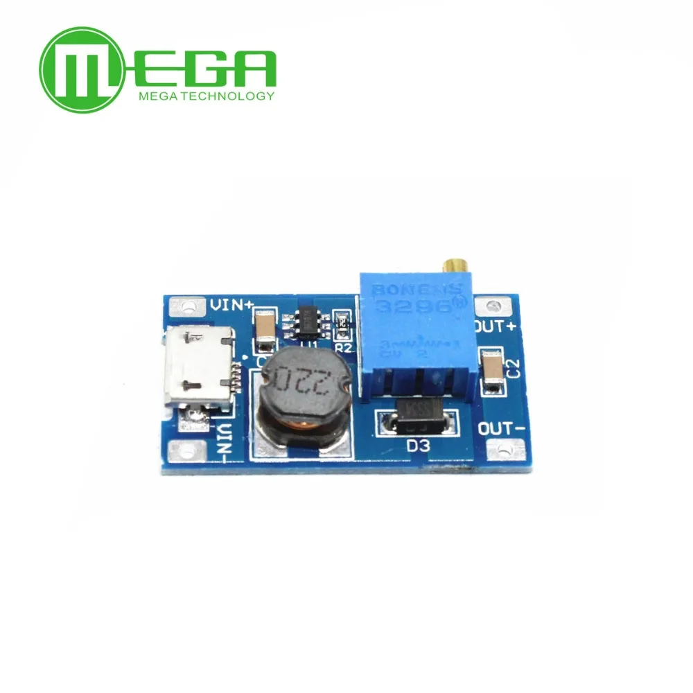 5 Chiếc DC-DC Có Thể Điều Chỉnh Tăng Cường Mô Đun 2A Tăng Cường Tấm 2A Bước Lên Module MICRO USB 2V - 24V Đến 5V 9V 12V 28V MT3608 LM2577