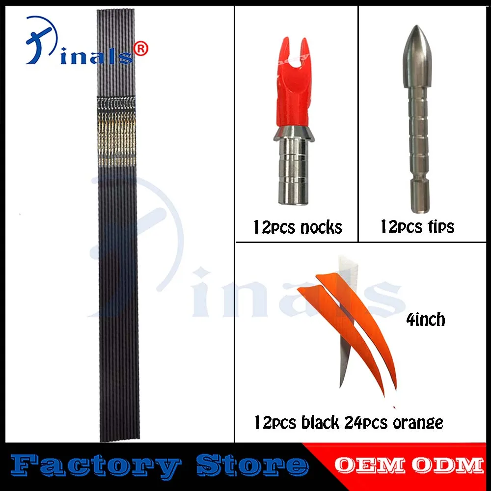 

Archery Carbon Arrow Spine 500 ID 4.2mm 30inch Shaft 4 inch Turkey Feather Vanes Points Bow Hunting Shooting 12PCS