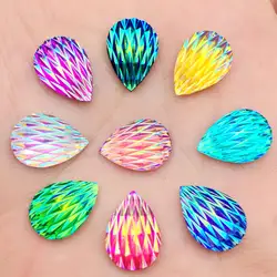 60pcs 10*14mm Water Drop Shiny Rhinestone Flatback Phoenix down Cabochon Art Supply DIY Scrapbooking Phone/Wedding -B09