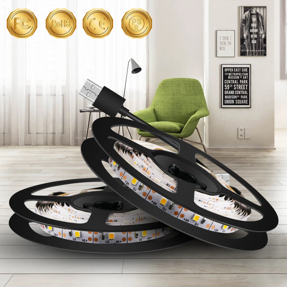 LED Tape 5V Neon Ribbon Flexible Led Strip SMD 2835 Wall Light Kitchen Bedroom 5M USB Led Closet Lighting Backlight Television