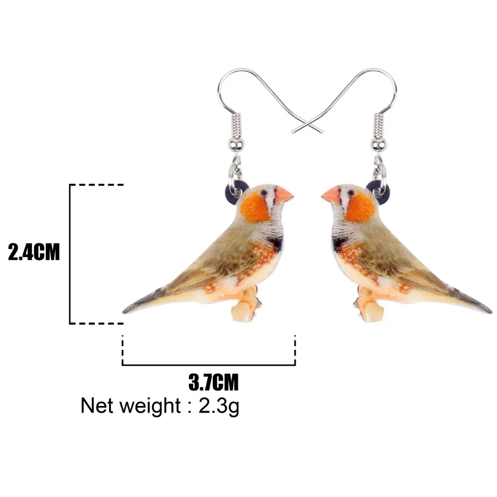 WEVENI Acrylic Lovley Zebra Finch Bird Earrings Big Long Dangle Drop Fashion Jewelry For Women Girls Kid Gift Animal Accessories