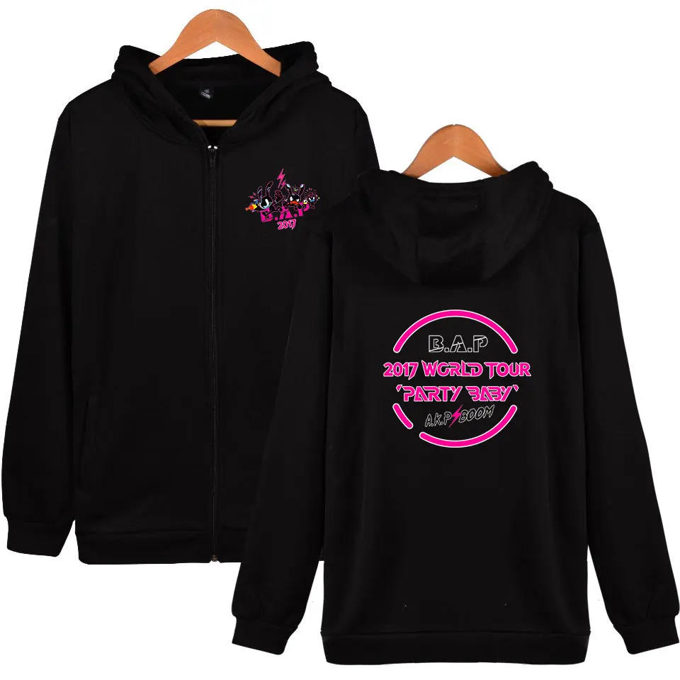 

fashion kpop B.A.P print men women zipper Hoodie Sweatshirts tracksuit casual hooded long sleeve zip up hoodies jacket coat tops