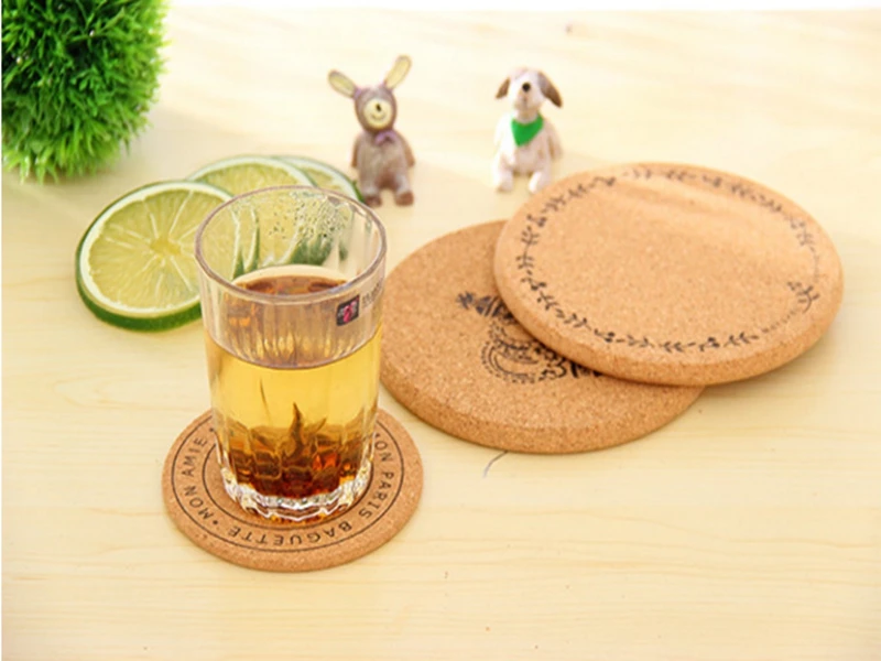 200pcs Fast shipping  Round Cork Coasters Tea Drinks Coasters Cup Mats Pads Home Vintage Cup Coaster Modern Kitchen Accessories