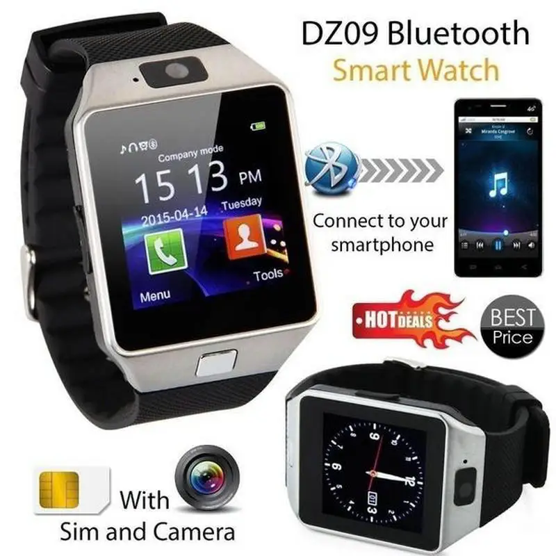 Bluetooth smart watch aparatu z telefonem z androidem karty Sim DZ09 wyświetlacz LCD uniwersalny pilot zdalnego sterowania kamery smartwatch dla iOS dotykowy pracy