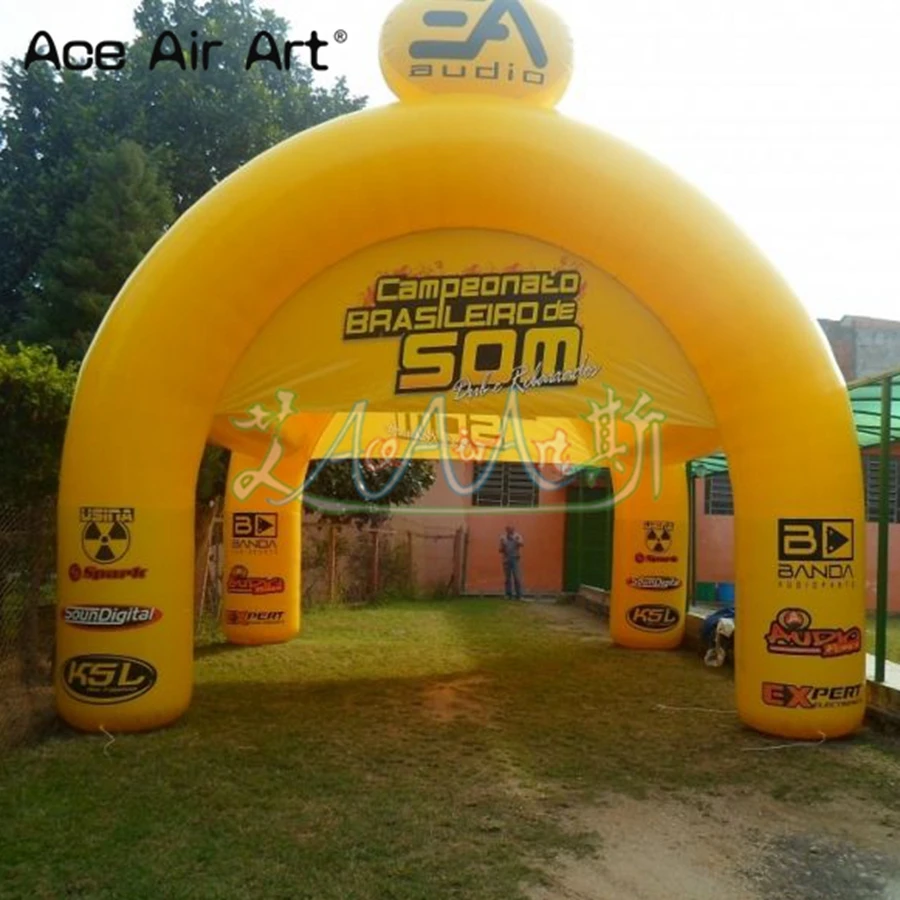 Yellow Customized InflatableTunnel Tent,Car Garage Cover Shelter Guilding Trade Show Tent for Promotion Exhibition and Sports