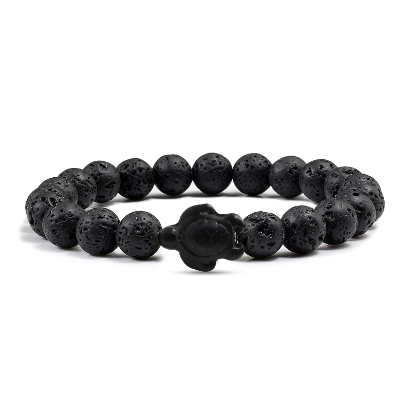 Fashion Summer Sea Turtle Beads Bracelets Charm Colorful Natural Stone Elastin Strand Bracelets for Women Men Hand Chain Jewelry