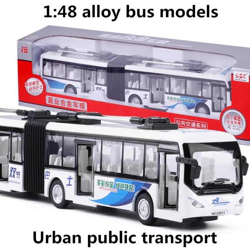 Modèles de bus en alliage 1:48, tirer vers l'arrière et clignotant et musical, transport public urbain, moulés sous pression en métal, véhicules jouets, livraison gratuite