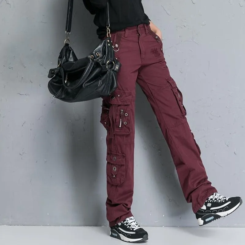 Dames Outdoor Sport Baggy Broek Plus Size Losse Multi Pocket Rechte Camo Cargo Broek Overall Trainingsbroek - afbeelding 1