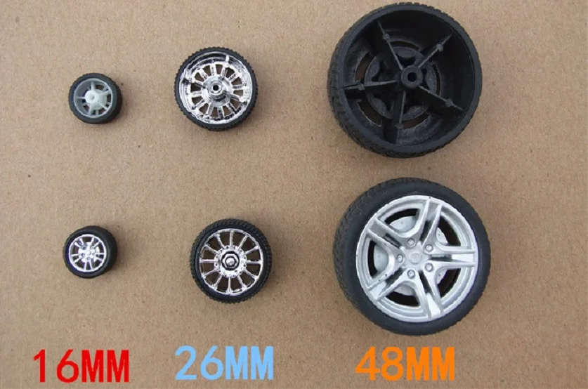 4pcs/lot K405 16mm Diameter Mini Rubber Wheels four-wheel Drive Car Wheel DIY Toys Parts