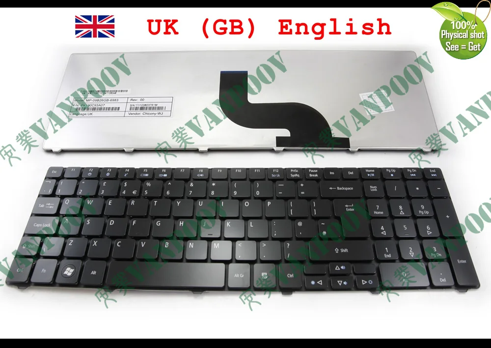 

Новая английская клавиатура для ноутбука Acer Aspire 5739G 5739 5738ZG 5738Z 5738G 5738 5736G 5736 5625 5553 5552 5551G глянцевая черная GB