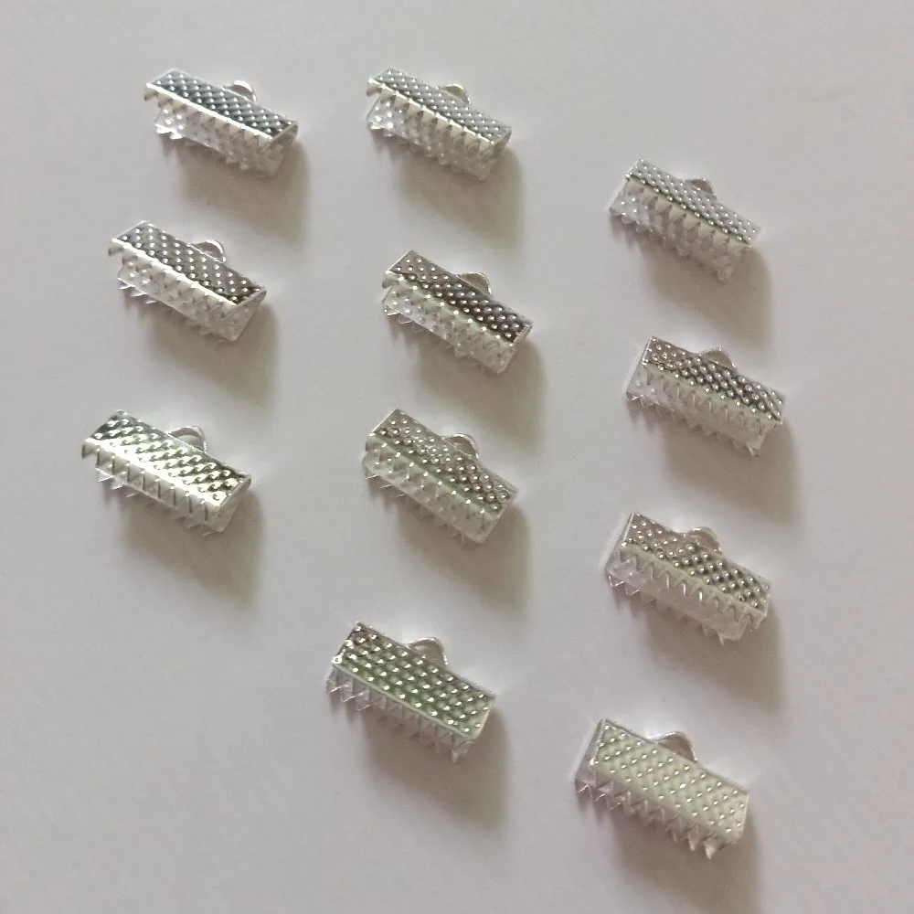 100pcs Crimp Beads Clasps Cord End Clips String Ribbon Leather Clip Foldover Necklace Bracelet Connectors For DIY Jewelry Making