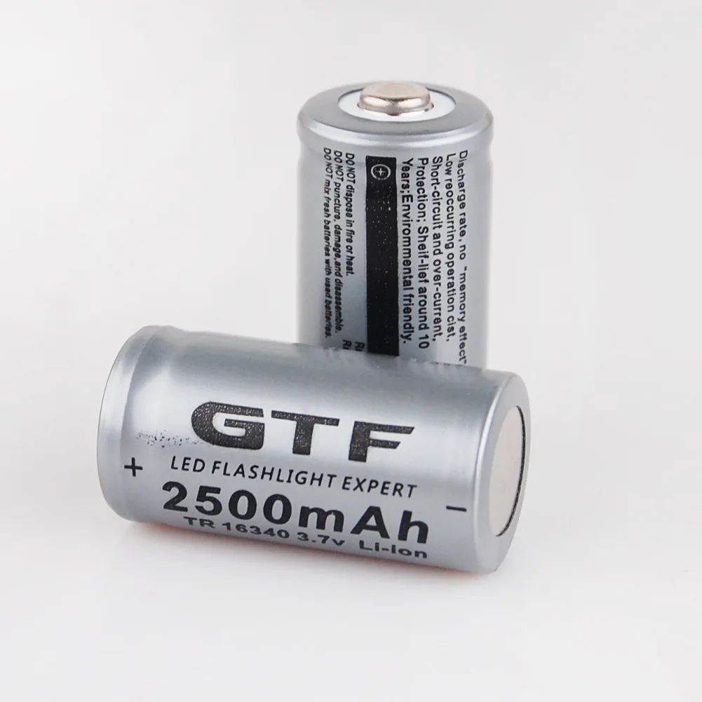 GTF 3.7V 2500mAh litowo-jonowy 16340 akumulator CR123A akumulatory 3.7V CR123 na pióro laserowe LED latarka komórka