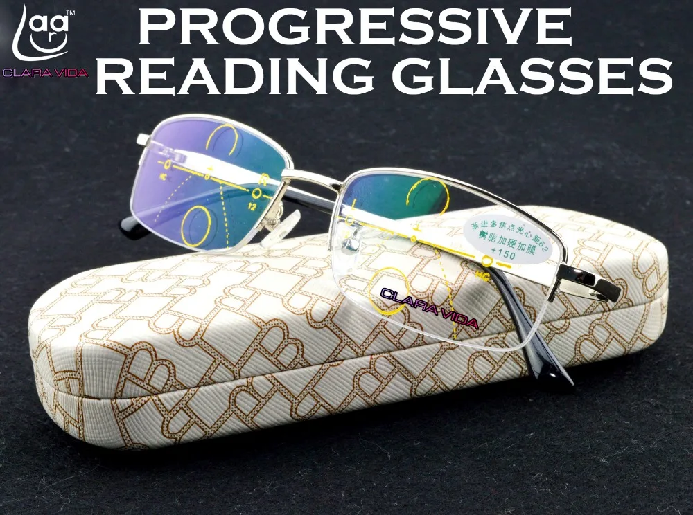 = CLARA VIDA = Intelligence Progressive Multifocal Commercial Reading Glasses Bifocal See Near Far Ultra Light +1 +1.5 +2 TO +4