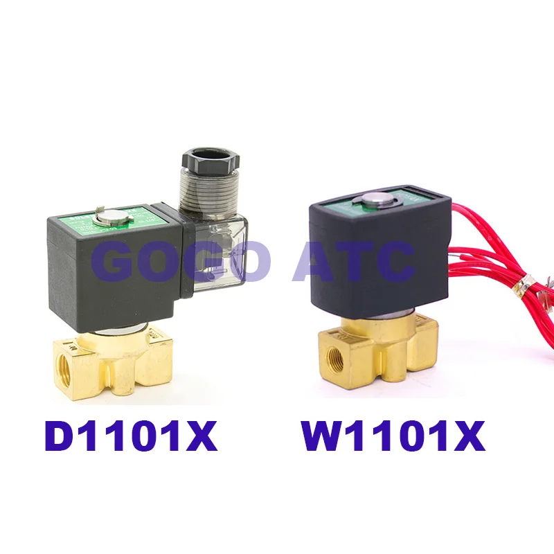 GOGO Brass water mini solenoid valve Port 1/4 inch 1/1.5/2/2.5/3mm normally close wring lead 220V zero pressure start valve