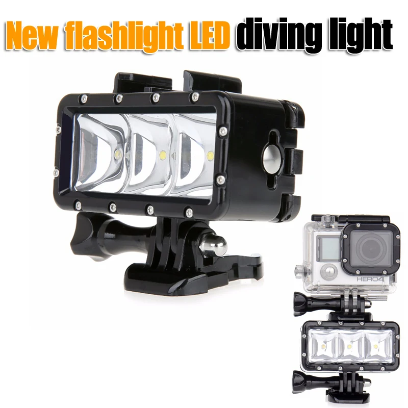 

New Go Pro Waterproof LED flash video light, Underwater Diving Light For GoPro Hero4/3+,SJ4000/for Xiaomi Yi SJCAM Accessories