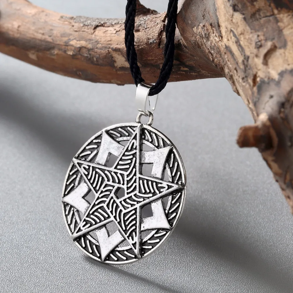 Kinitial Slavic Hollow Star of Magic Knot Pendant Slavic Amulet Star Light Pendants Amulets Necklace Man Fashion Jewelry