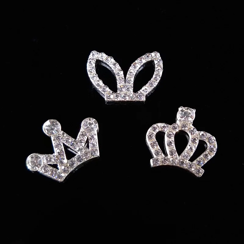 2019New 100Pcs Small Rhinestone Crown Buttons for DIY Children's Hair Clip or Hair Band Accessoriess HZ487-HZ489