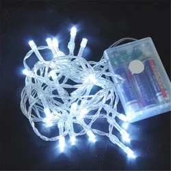 Guirnalda de luces LED con pilas AA para decoración de Navidad, luces de hadas intermitentes para fiestas, bodas, 10, 20, 40, 80/160