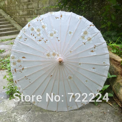 Dia 50cm Chinese Handmade Traditional Ancient Craft Umbrella White Sakura Flowers Waterproof Parasol Dacne Oiled Paper Umbrella