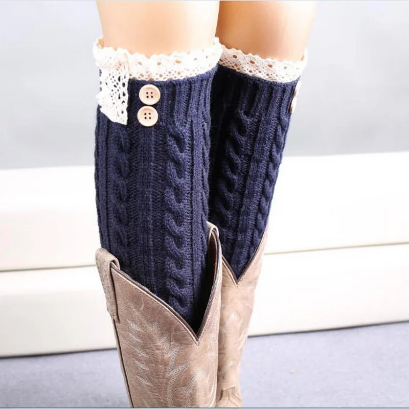 1 Pair Warm Knitted Socks To The Knee Women Leg Warmers Knitting Gaiters Long Legwarmers Polainas Renda Bota