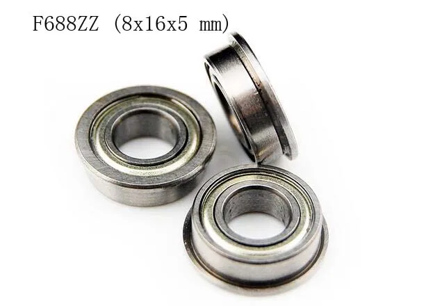 (10 PCS) F688ZZ (8x16x5 mm) Metal Shielded (Flanged) Ball Bearing F688 F688z