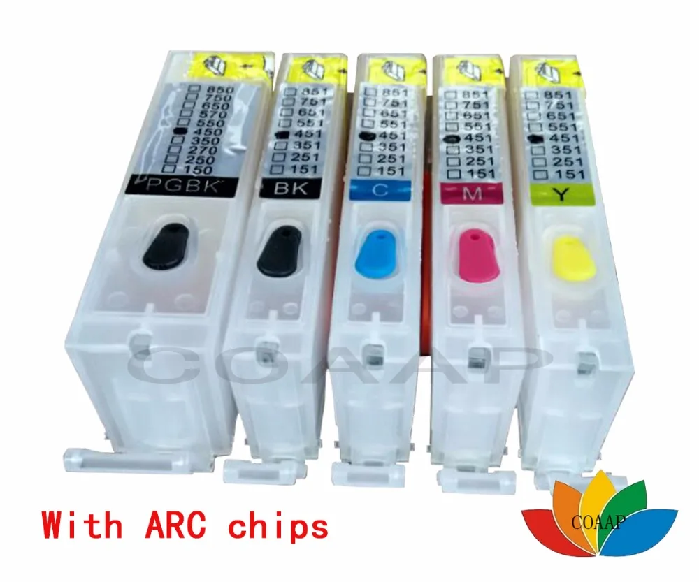 5pcs Refillable Canon 650 651 Ink PGI 650XL CLI 651XL MG6360 MG7160 MG7560 MX726 MX926 ARC chips Cartridge