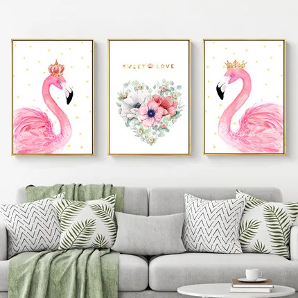 Nordic 5D Diy New Diamond Full Diamond Embroidery Triple Living Room Simple Modern Bedroom Fresh Flamingo Pink Drill