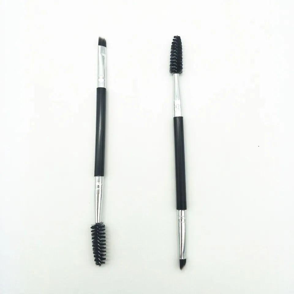 10pcs แปรงคิ้วหวีคิ้วความงามสีดํา Professional แปรงแต่งหน้าสําหรับ Double end มาสคาร่าแปรงขนตาขนนุ่ม