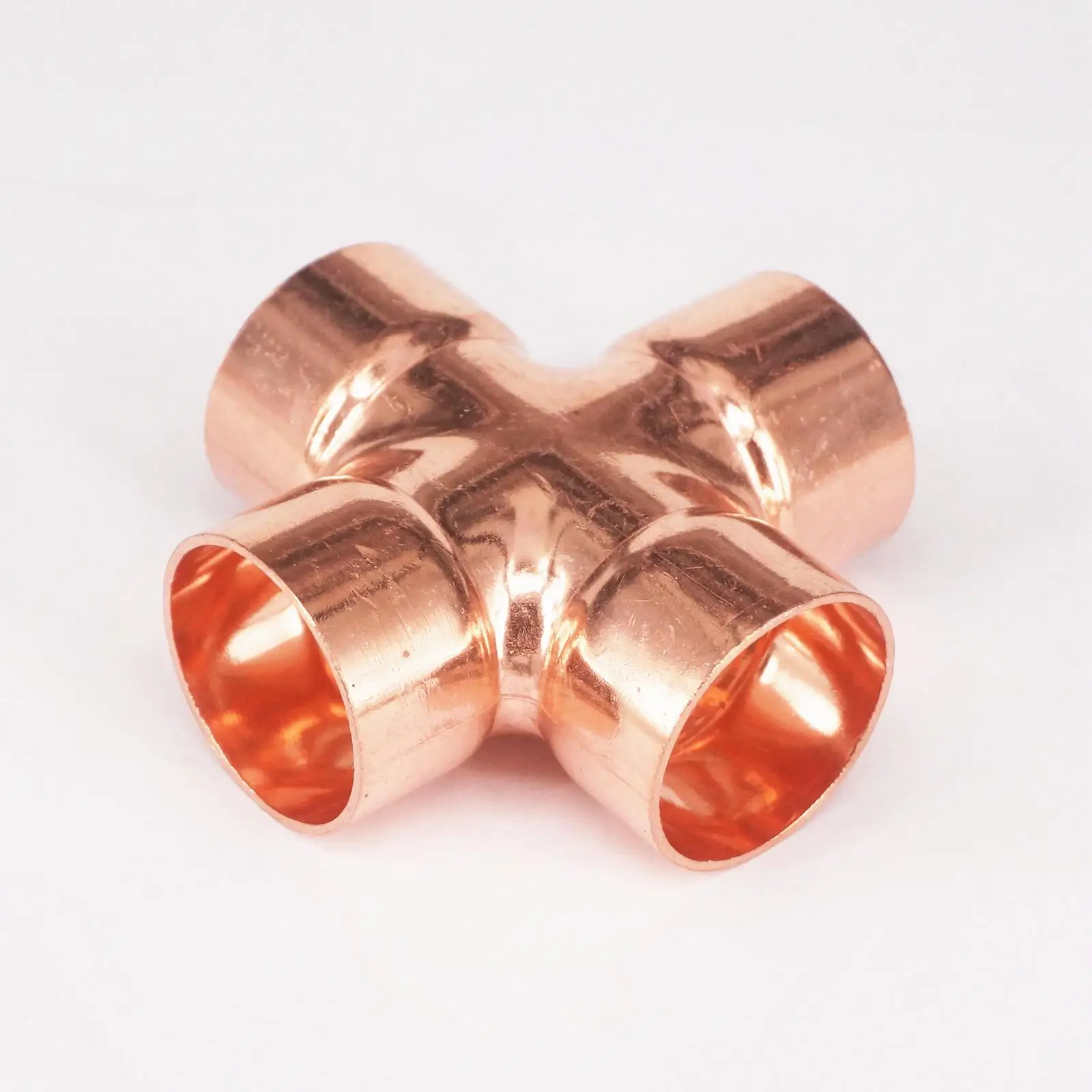 Inner Diameter 35x1.3mm Copper End Feed Cross 4 Ways Pipe Adapter Air Conditioner Refrigeration