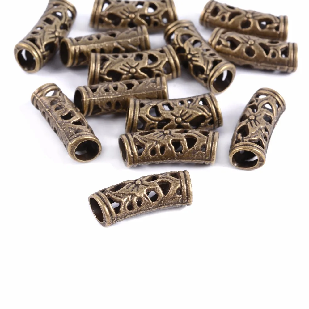 12Pcs/Lot Alloy Spacer Hair Braid  Dread Dreadlock Bead Cuff 5mm Hole Clip Micro Rings Tube For Hairbraid Hairstyling Tool